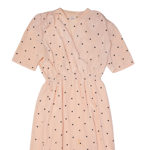 ROPE BERTIK Womens Day Dress Pink Polka Dot Short Sleeve Long M on Sale