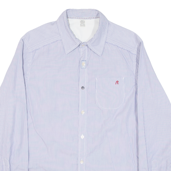 REPLAY Mens Shirt Blue Striped Long Sleeve M Online now