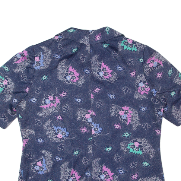 Womens Printed Shirt Blue Collared 90s Floral M Fashion