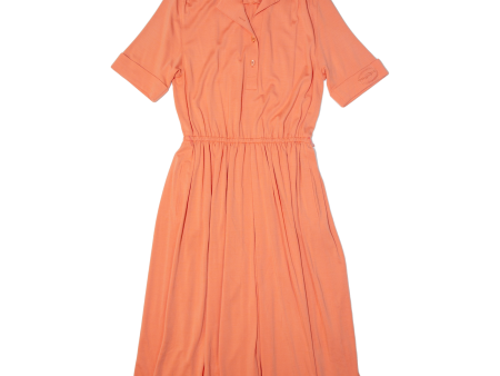 ARA ARA Stretch Womens Day Dress Orange 90s Short Sleeve Long M on Sale