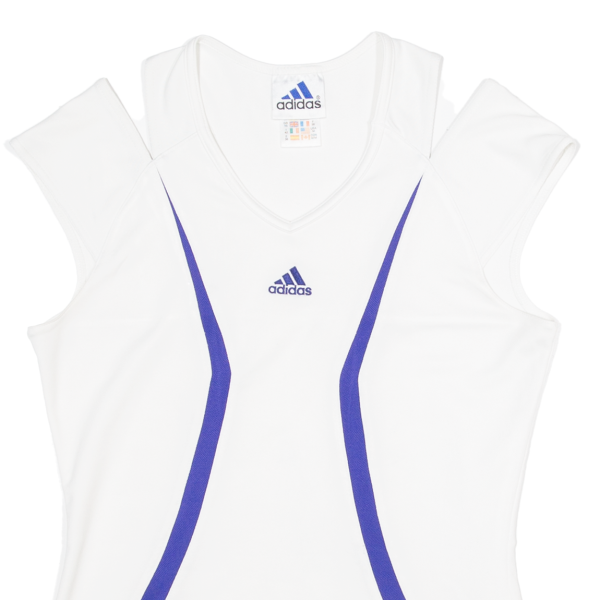 ADIDAS Running Womens T-Shirt White Sleeveless V-Neck UK 10 on Sale