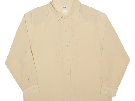 C&A Sheer Womens Blouse Shirt Beige Collared Long Sleeve L Online Sale