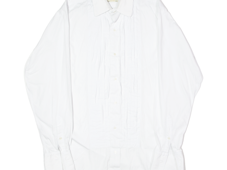 AQUASCUTUM Ruffled Mens Formal Shirt White Long Sleeve L Supply