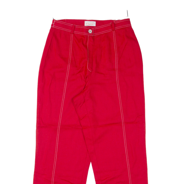 CITY LIFE Womens Trousers Red Regular Mom 90s Linen W27 L27 Hot on Sale