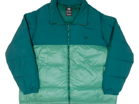 ADIDAS Mens Puffer Jacket Green Colourblock 2XL Discount