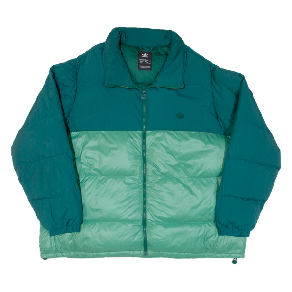 ADIDAS Mens Puffer Jacket Green Colourblock 2XL Discount