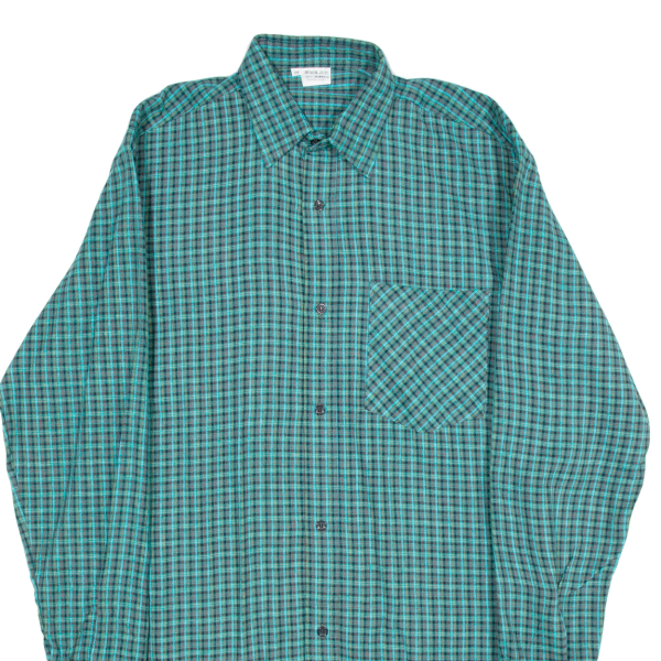 Tall Fit Mens Shirt Green Plaid Long Sleeve S Hot on Sale