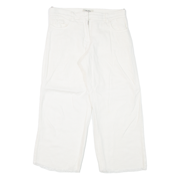 S MAX MARA Crop Womens Trousers White Relaxed Straight W28 L24 Fashion