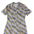 TRU Womens A-Line Dress Blue 90s Plaid Short Sleeve Midi M Fashion