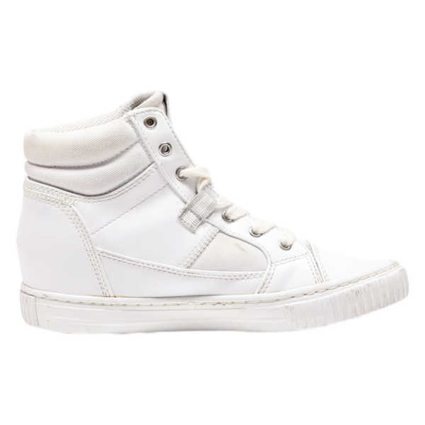 CALVIN KLEIN JEANS High Top Trainers White Leather Womens UK 6.5 Fashion