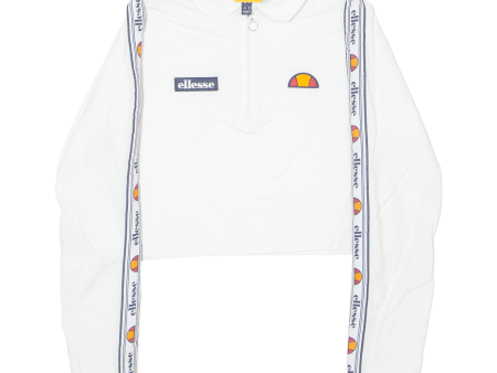 ELLESSE Womens Polo Shirt White Long Sleeve UK 8 Online