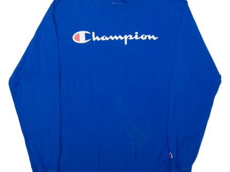 CHAMPION Mens T-Shirt Blue Long Sleeve M Cheap