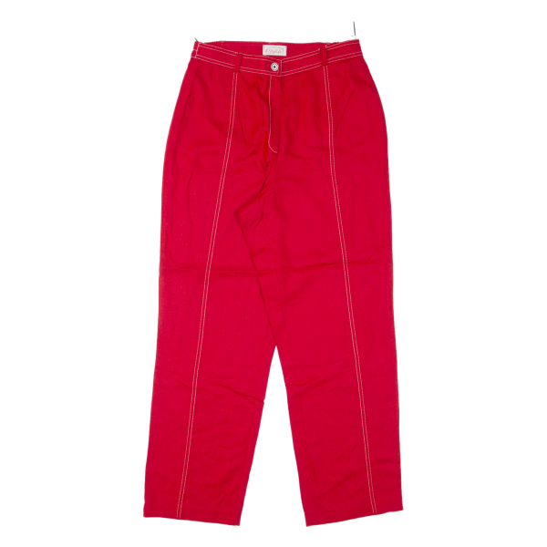 CITY LIFE Womens Trousers Red Regular Mom 90s Linen W27 L27 Hot on Sale