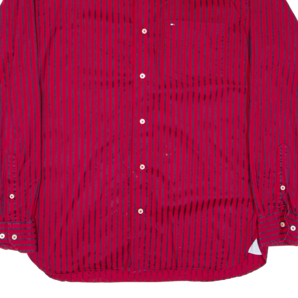 TOMMY HILFIGER Mens Shirt Red Striped Long Sleeve XS on Sale