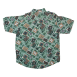 REX Mens Shirt Green 90s Crazy Pattern M For Sale