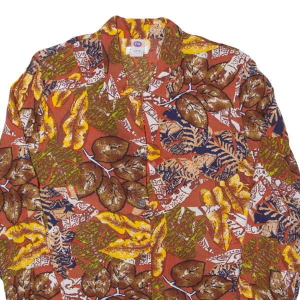 C&A Womens Printed Shirt Brown Collared Long Sleeve 90s Floral S Discount