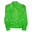 Womens Printed Shirt Green Collared Long Sleeve 90s Crazy Pattern S For Discount