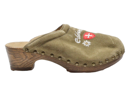 ALPENGLUCK EDELWEISS Clog Shoes Green Suede Womens UK 5 Online Sale