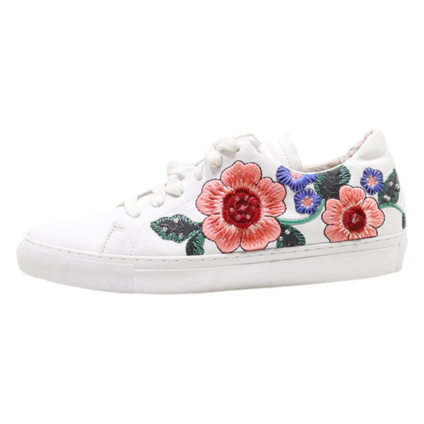 SKECHERS Floral Sneaker Trainers White Leather Womens UK 4.5 Online now