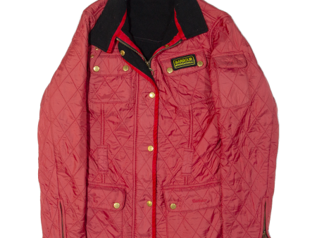 BARBOUR International Fleece Lined Womens Quilted Jacket Red 90s UK 12 Sale