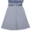 TREVIRA Womens Fit & Flare Dress Blue Striped Sleeveless Midi M Fashion