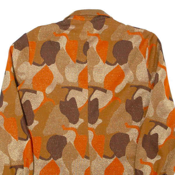 Womens Printed Shirt Brown Collared Long Sleeve Crazy Pattern M For Discount