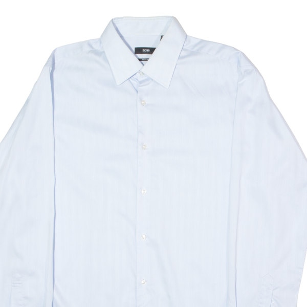 BOSS Enzo Mens Formal Shirt Blue 3 4 Sleeve L Sale