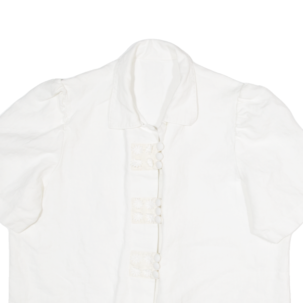 Womens Blouse Shirt White Collared 90s M Online Hot Sale