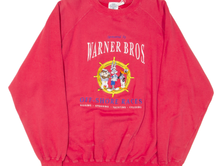 ACME CLOTHING CO. WARNER BROS. Bugs Bunny Daffy Duck Taz Mens Sweatshirt Red 90s L Online Sale