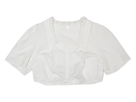 Womens Cropped Top White V-Neck L Discount