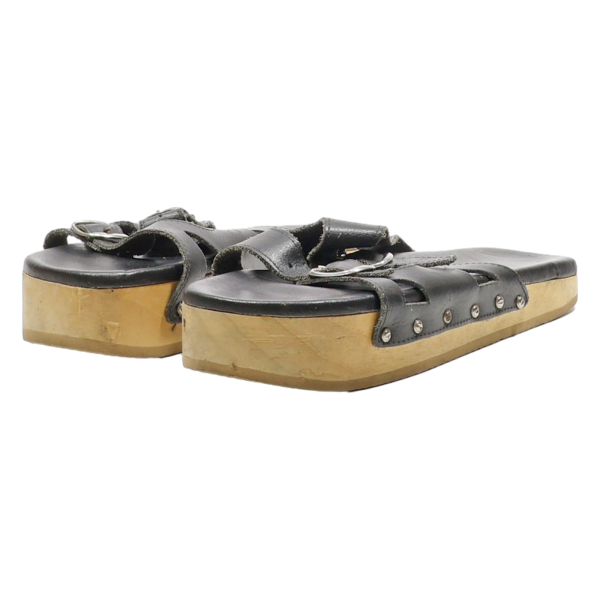 Slider Sandals Black Leather Womens UK 6 on Sale