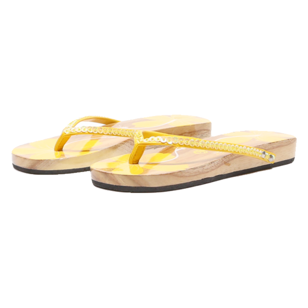 BUFFALO Flip Flop Sandals Yellow Leather Womens UK 4.5 For Discount