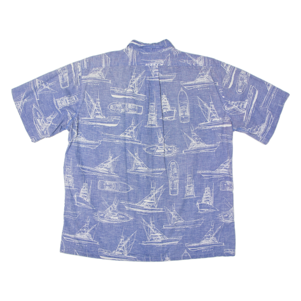 BLUE WATER WEAR All Over Boat Print Mens Shirt Blue 90s XL Online Hot Sale