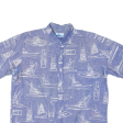 BLUE WATER WEAR All Over Boat Print Mens Shirt Blue 90s XL Online Hot Sale