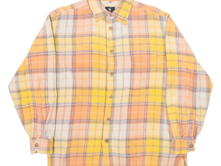 THEO WORMLAND Mens Flannel Shirt Orange Check Long Sleeve XL Cheap