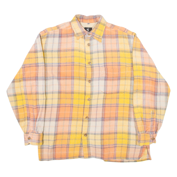 THEO WORMLAND Mens Flannel Shirt Orange Check Long Sleeve XL Cheap