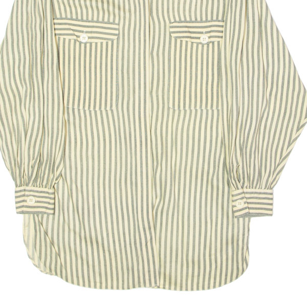 SCHILD Womens Worker Shirt Yellow Viscose 90s Striped Long Sleeve UK 12 on Sale