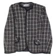 VIA NOLA Cardigan Style Womens Jacket Black Plaid M Hot on Sale