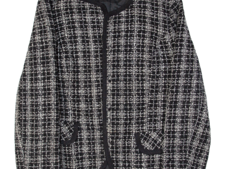 VIA NOLA Cardigan Style Womens Jacket Black Plaid M Hot on Sale