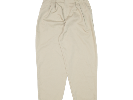 STR Pleated Womens Trousers Beige Relaxed Tapered W24 L25 Hot on Sale