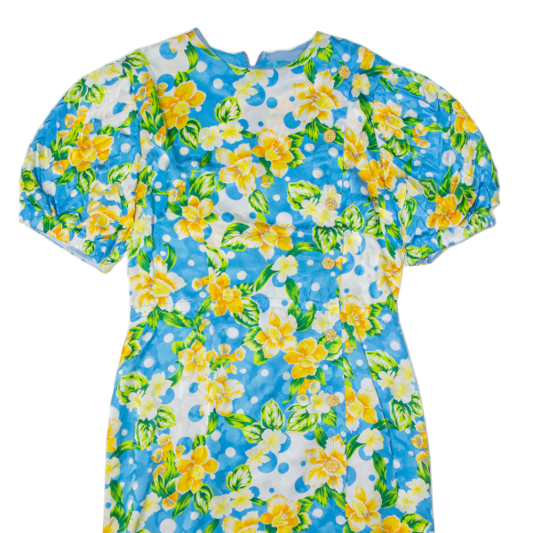 Womens Day Dress Blue Floral Short Sleeve Midi L For Discount