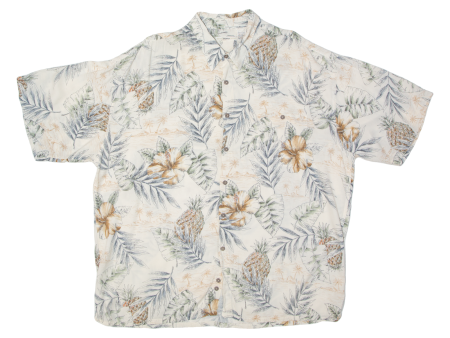 CAMPIA MODA Mens Hawaiian Shirt Cream Floral 2XL For Discount