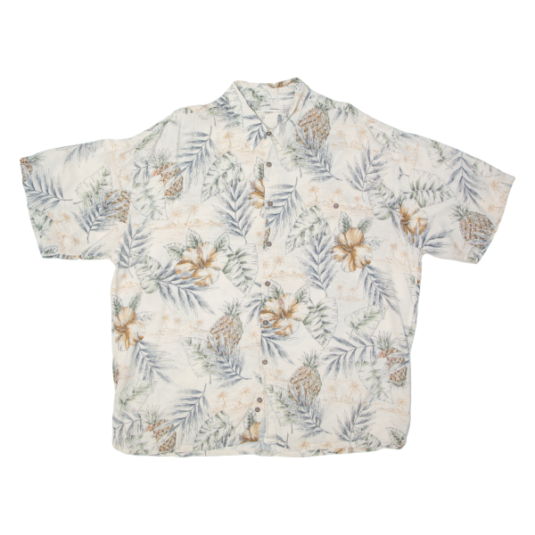 CAMPIA MODA Mens Hawaiian Shirt Cream Floral 2XL For Discount