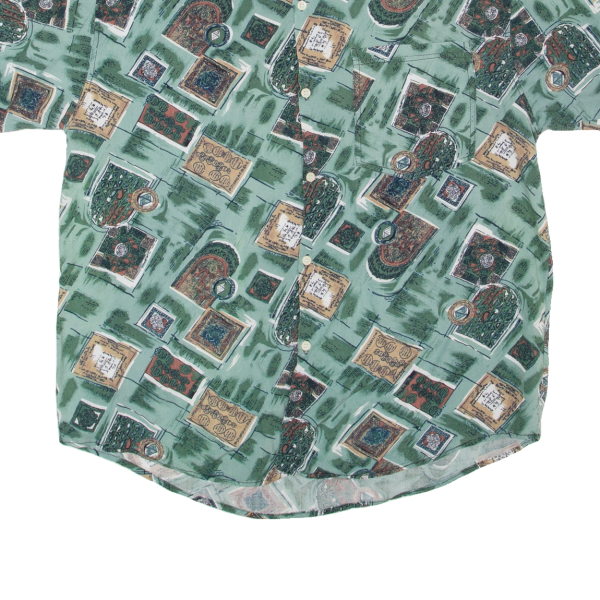 REX Mens Shirt Green 90s Crazy Pattern M For Sale