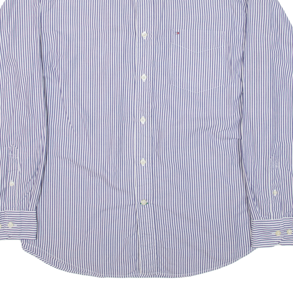 TOMMY HILFIGER Mens Shirt Blue Striped Long Sleeve L For Sale