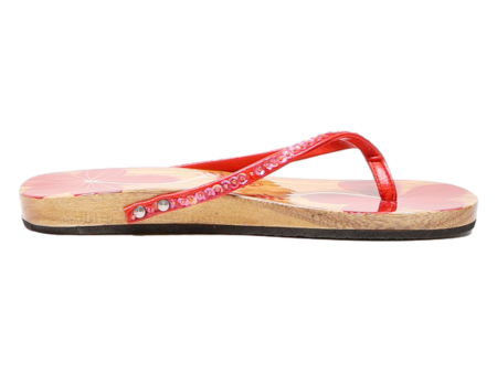 BUFFALO Flip Flop Sandals Red Leather Womens UK 8.5 Cheap