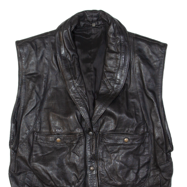 Womens Biker Gilet Black Leather M Online now