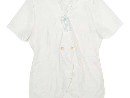 Womens Blouse Cream V-Neck Linen M Sale