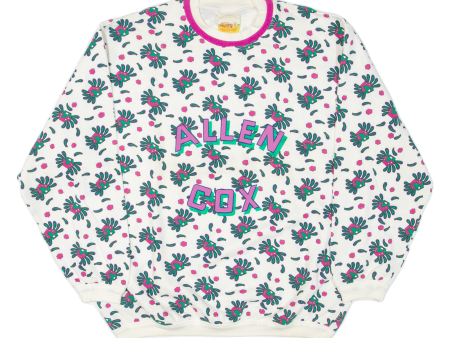 ALLEN COX Floral Womens Sweatshirt White L For Discount