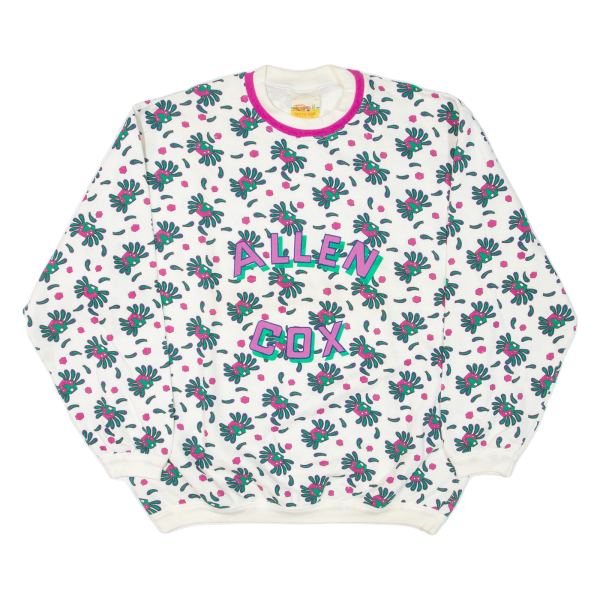 ALLEN COX Floral Womens Sweatshirt White L For Discount